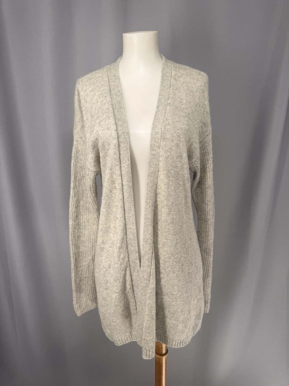 J.Crew Cardigan Womens Medium Gray Merino Wool Blend Open Front Sweater Cozy